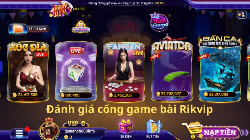 Đánh giá cổng game bài Rikvip